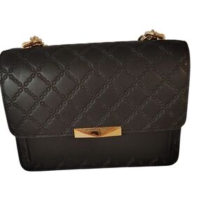 Women's Quilted Black Chain Shoulder Bag with Gold Hardware